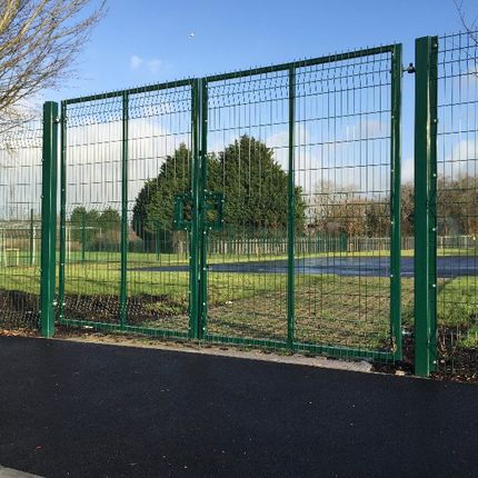 Steel fencing around a school playground